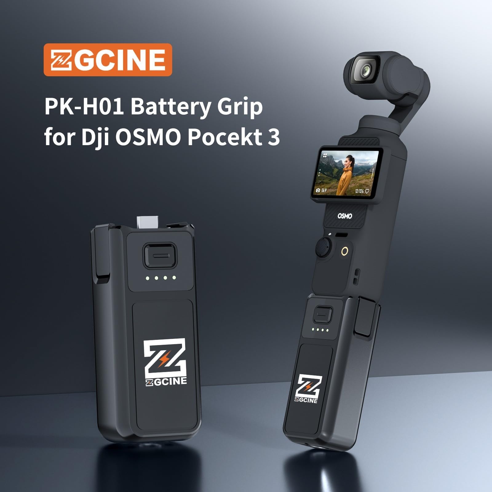 ZGCINE PK-H01 Punho de Bateria para DJI OSMO Pocket 4 e 3, 7.7V
